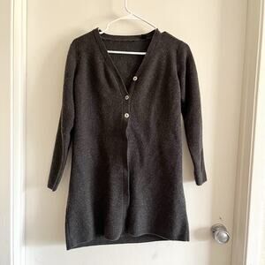 Vintage Wool Cardigan Sweater Size Small Gray Button Hong Kong